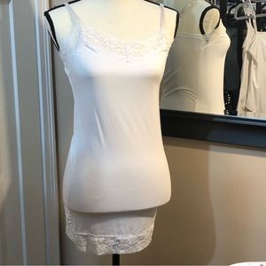 Camisole White with adjustable straps …lace at neckline & bottom hem (L) & (XL)
